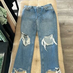 Free People straight leg distressed ankle jeans